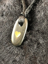 Basalt Sand Carved Golden Heart Focal Bead Necklace