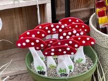 Small Colorful Mushroom (Amanita muscaria) Plant Stake - Fused Glass Garden Art