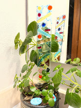 Large Fused Glass Plant Stake Totem - Green Grass to Blue Skies