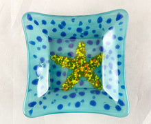 Medium Fused Glass Tray - "Blue Sea Starfish"