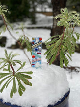Large Fused Glass Plant Stake Totem - Green Grass to Blue Skies