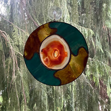 Large Round Stained Glass Brown Agate Sun Catcher