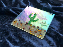 Fused Glass Sun Catcher - "Desert Southwest Cactus Landscape"