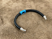 Black Leather Bracelet with Light Blue "Hawaiian Lagoon" Multi-Color Ink on Metal Slider