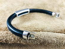 Leather Bracelet with Short Antique Silver Maze Slider