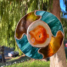Large Round Stained Glass Brown Agate Sun Catcher