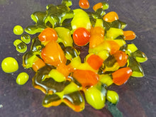 Fused Glass Art/Sun Catcher Mounted on Maple Wood Stand - "Zinnia Flower Patch"