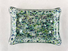 Fused Glass Soap Dish - "Blue/Green Speckles"