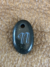 Monogram Initial Sand Carved Focal Bead Sterling Silver Necklace