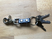 Black Leather Key Ring with Trigger Snap