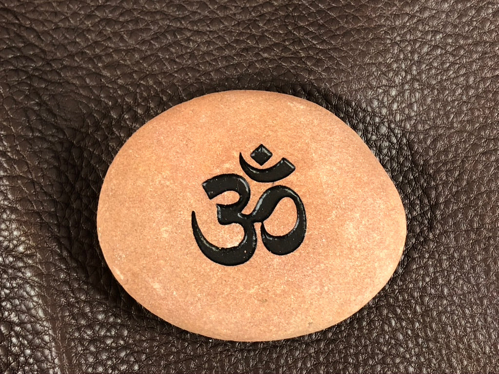 Om (Sandskrit) - Sand Carved Stone