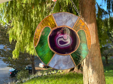 Large Round Stained Glass Purple Agate Sun Catcher