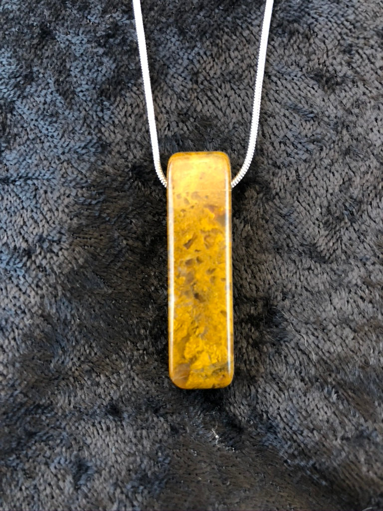 Golden Brown Maury Mountain Moss Agate - Rectangular Focal Bead