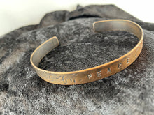 Hand Hammered Distressed "PEACE" Copper Bracelet