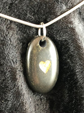 Basalt Sand Carved Golden Heart Focal Bead Necklace
