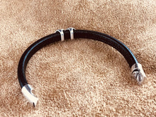 Black Leather Bracelet with Infintiy Anique Sterling Silver Slider