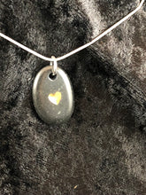 Basalt Sand Carved Golden Heart Focal Bead Necklace