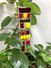 Fused Glass Plant Stake Totem - Red Tones