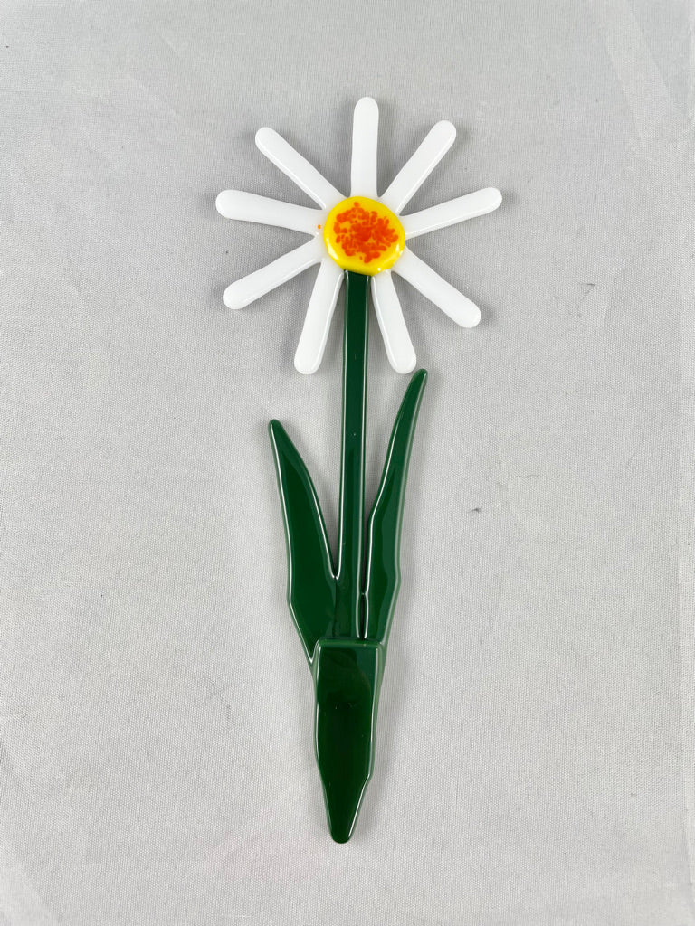 Daisy Plant Stake - Fused Glass Flower Garden Art