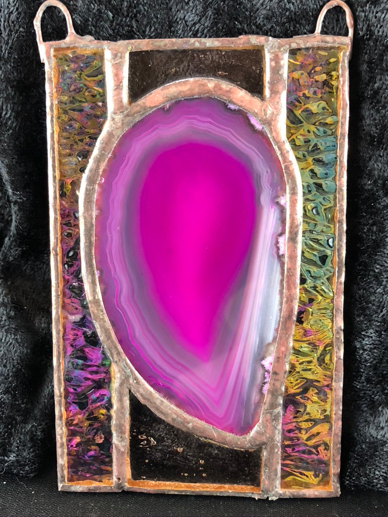 Stained Glass Pink Agate Sun Catcher