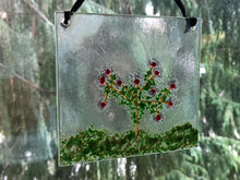 Fused Glass Sun Catcher - "Rose Bush"