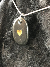 Basalt Sand Carved Golden Heart Focal Bead Necklace