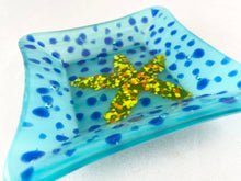 Medium Fused Glass Tray - "Blue Sea Starfish"