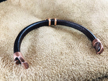 Distressed Brown Leather Bracelet with Antique Copper Infinity Slider