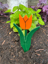 Tulip Plant Stakes - Yellow, Red, or Orange - Fused Glass Garden Art