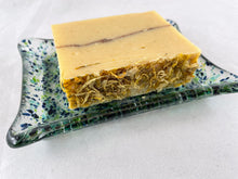 Fused Glass Soap Dish - "Blue/Green Speckles"