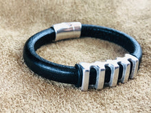 Leather Bracelet with Antique Silver Ladder Slider