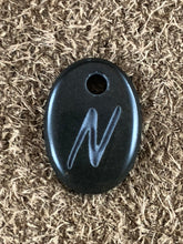 Monogram Initial Sand Carved Focal Bead Sterling Silver Necklace