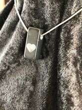 Basalt Sand Carved Heart Square Column Focal Bead Necklace