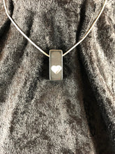 Basalt Sand Carved Heart Square Column Focal Bead Necklace