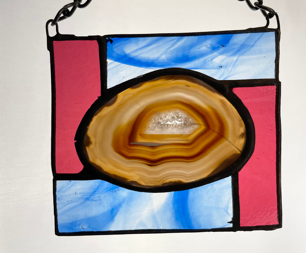 Stained Glass Brown Brazilian Agate Sun Catcher - Small