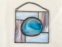 Stained Glass Blue Agate Sun Catcher - Medium