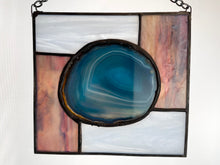 Stained Glass Blue Agate Sun Catcher - Medium