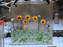 Fused Glass Sun Catcher - "Morning Flowers"