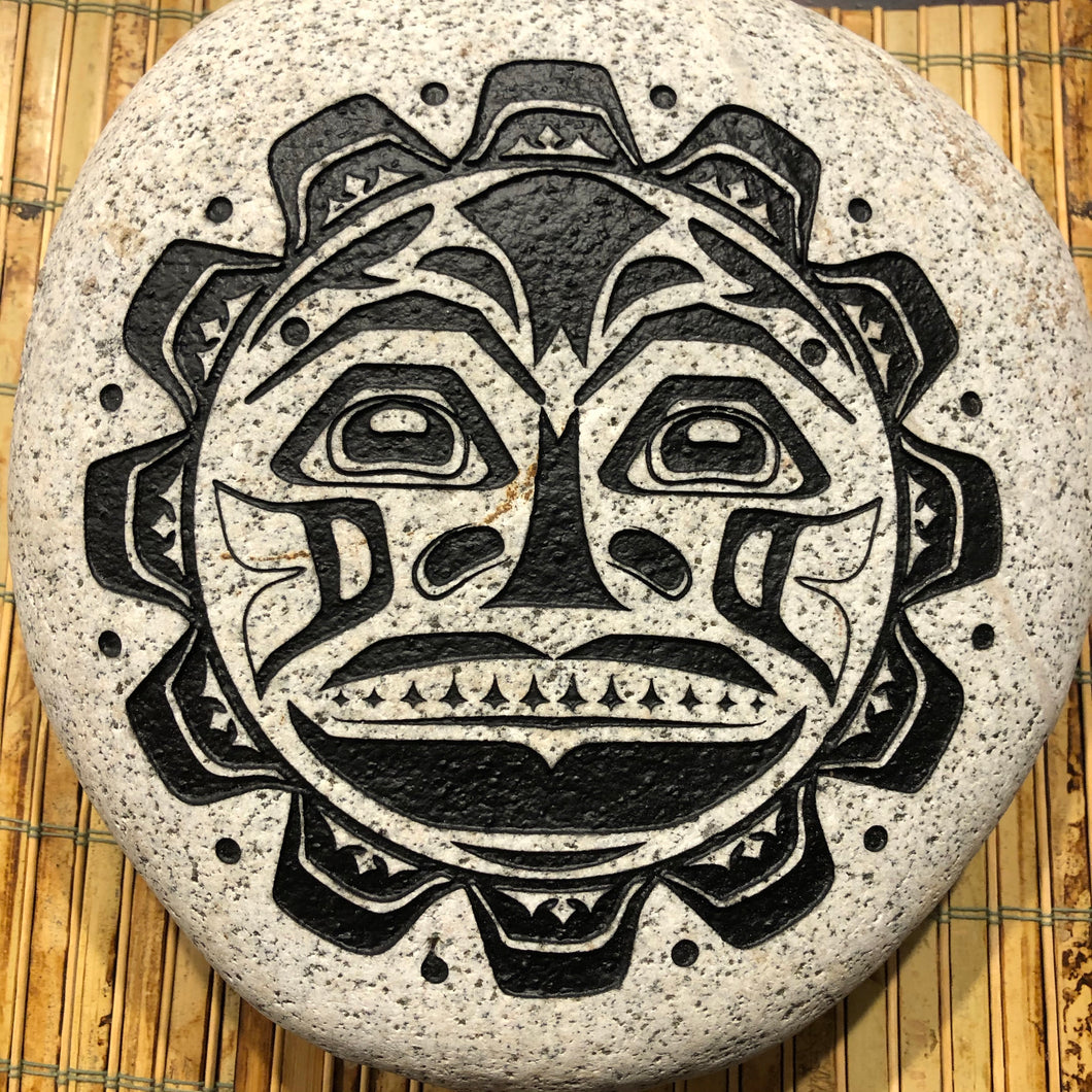 Pacific Northwest Tribal Sun - Sand Carved Stone