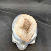 Carved Agate Skull with Crystal Filled Cavity - 810 grams