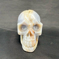 Carved Agate Skull with Crystal Filled Cavity - 860 grams