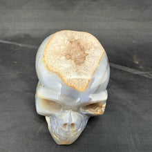 Carved Agate Skull with Crystal Filled Cavity - 810 grams