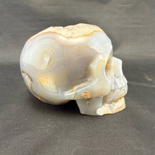 Carved Agate Skull with Crystal Filled Cavity - 810 grams