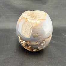 Carved Agate Skull with Crystal Filled Cavity - 810 grams