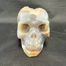 Carved Agate Skull with Crystal Filled Cavity - 810 grams