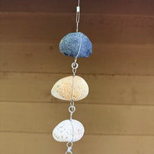 “Mini-Raining Rocks” Hanging Stone Garden Sculpture – River Rock Rain Chain Yard Art – Handmade Outdoor Hanging Decor (PNW Made)