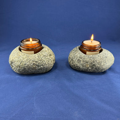Pair - River Rock Stone Vases