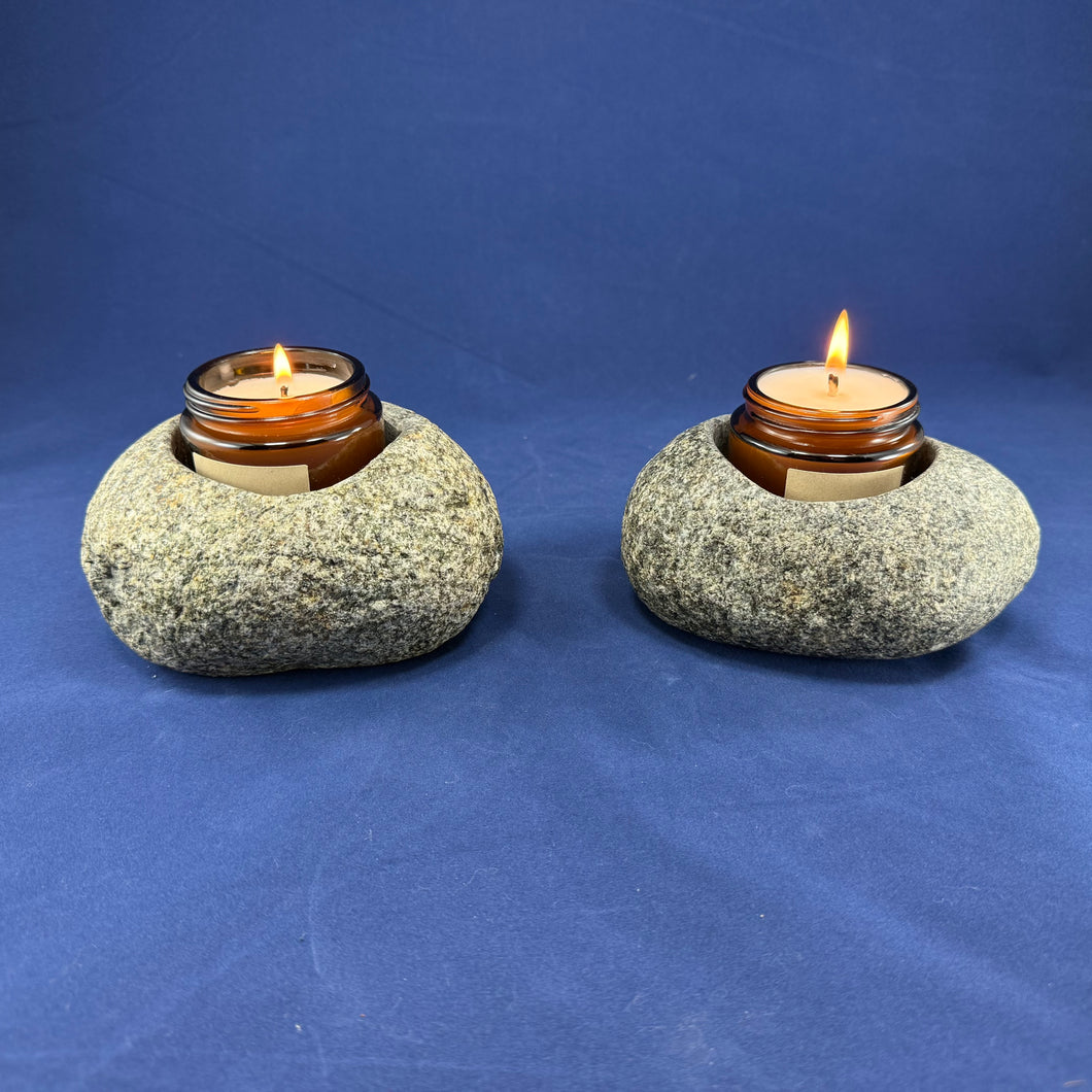 Pair - River Rock Stone Vases