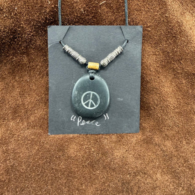 Peace Sign Stone Pendant Necklace