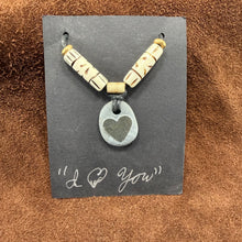 Raised Heart "Love" Stone Pendant Necklace